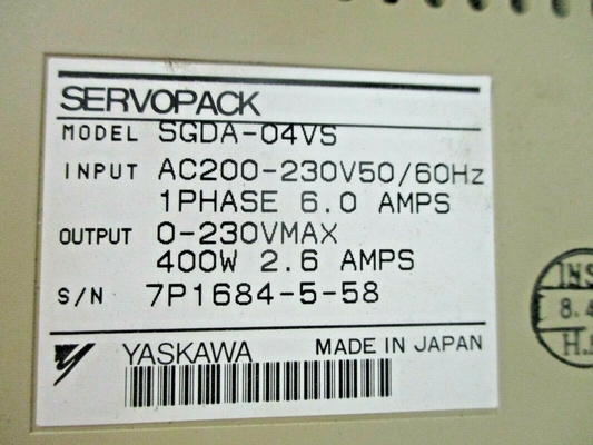 Yaskawa SGDA-04VS AC SERVO AMPLIFIER 200-230V 6/2.6A 400W NEW