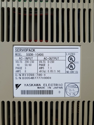 Yaskawa SGDB-15AD AC SERVO AMPLIFIER 200-230V 8A 0.85KW 3 PHASE NEW