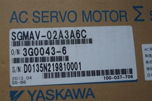 Yaskawa SGMAV-02A3A6C AC SERVO MOTOR 200W 200V 3000RPM 1.5A NEW